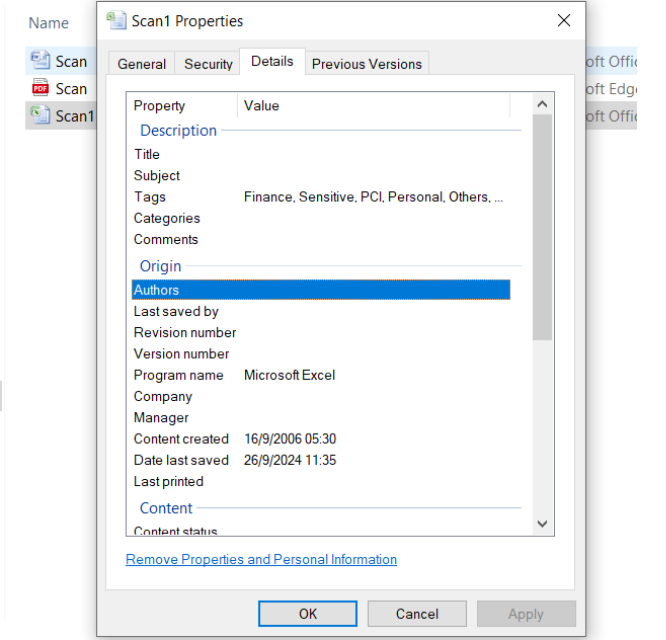 excel file