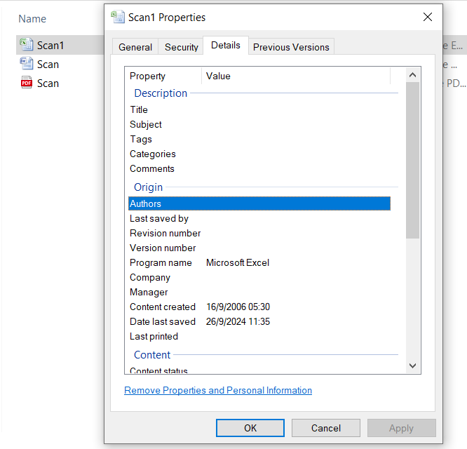 excel file